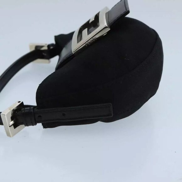 FENDI Mini Croissant Hand Bag Nylon Black Silver Auth - Picture 9 of 15